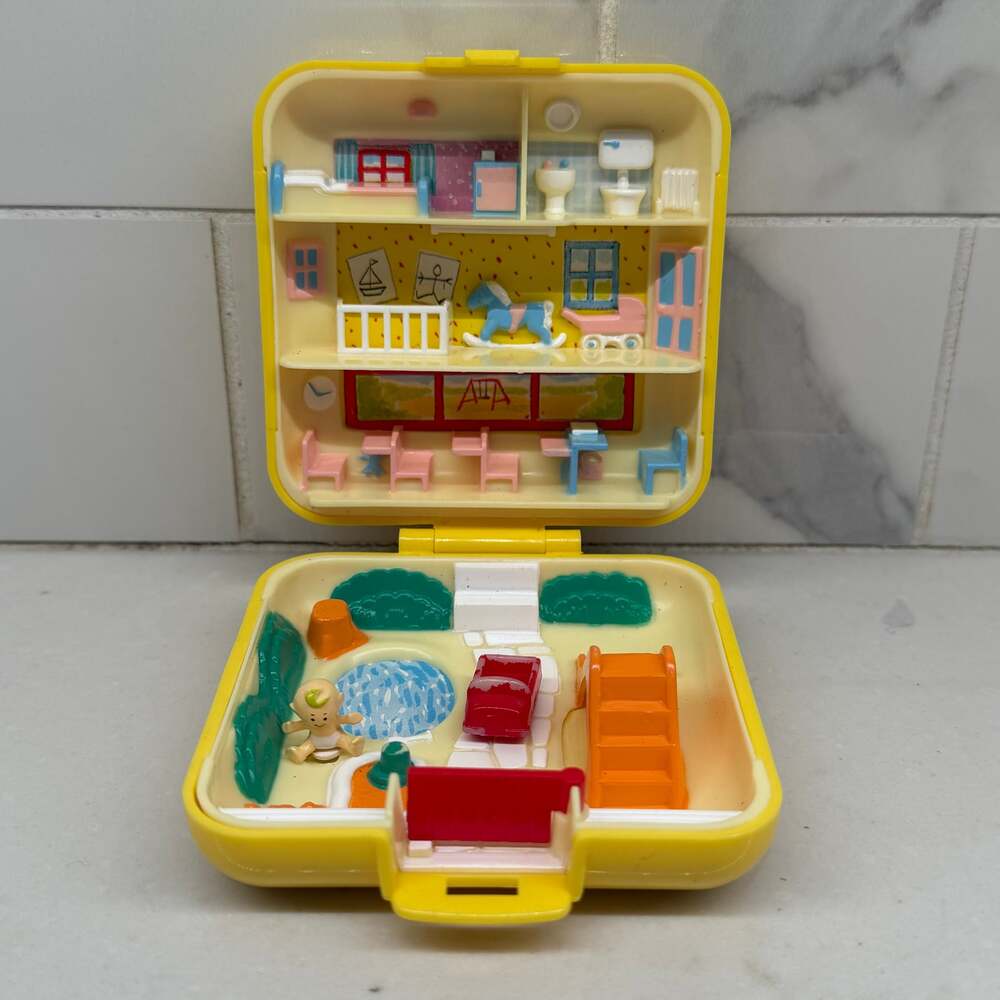Vintage Polly Pocket 1989 Midge's Play School Set ~ Includes baby & car